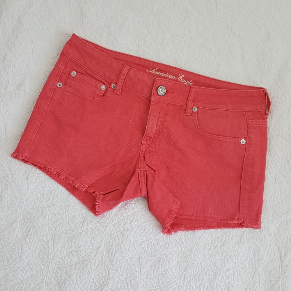 American Eagle Pink Denim Jean Shorts Sz 8 Stretch
